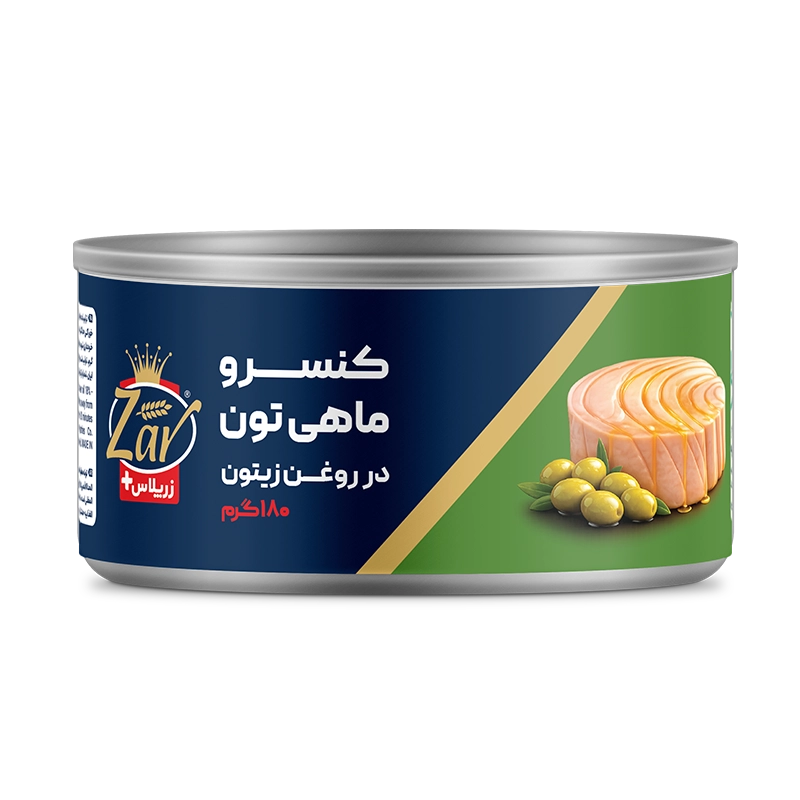 کنسرو تن ماهی در روغن زیتون ۱۸۰ گرمی زرپلاس